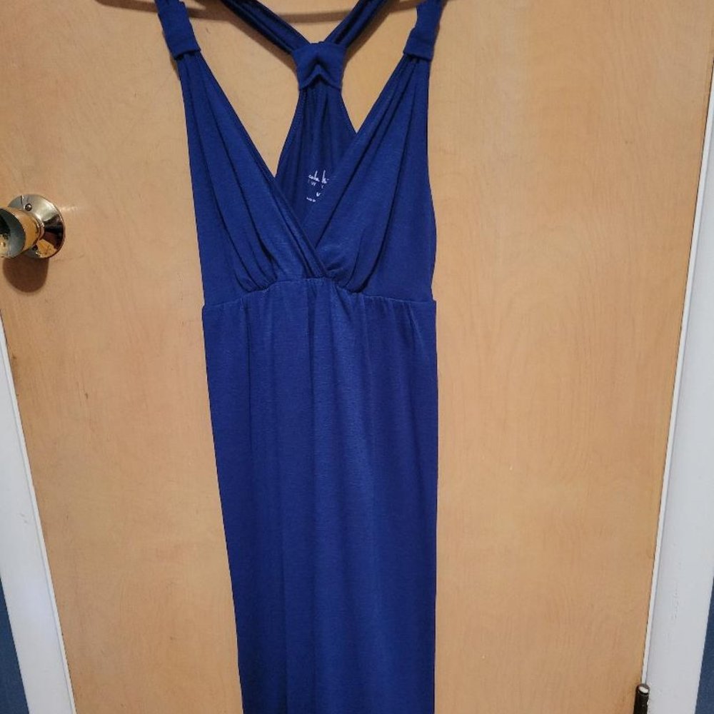 Nicole Miller- New York- Navy V Neck Summer Dress- Size- Medium